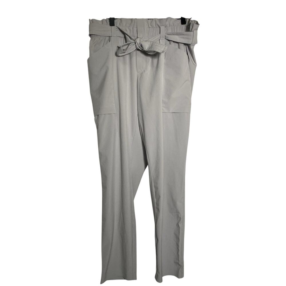 Athleta Size 12 Gray Paperbag Pants with Tie Waist Pockets Athleisure